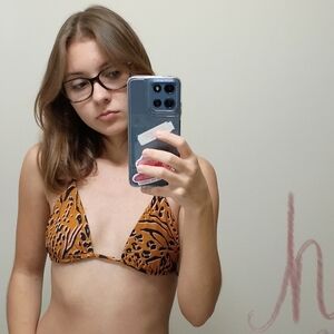 Volcom Animal Print Triangle Bikini Top
